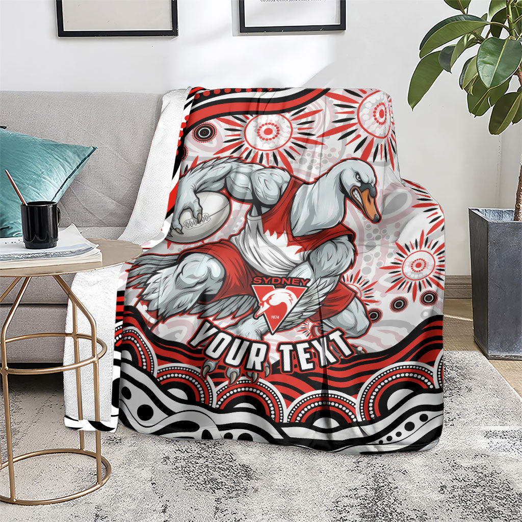Personalized Sydney Swans Football Mascot Blanket Aboriginal Dot Art - Dreamtime Football Mascot