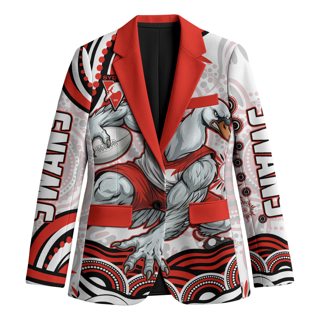 Personalized Sydney Swans Football Mascot Blazer Aboriginal Dot Art - Dreamtime Football Mascot