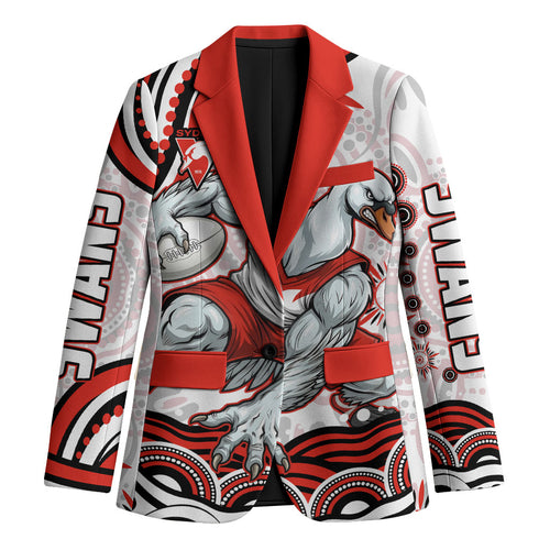 Personalized Sydney Swans Football Mascot Blazer Aboriginal Dot Art - Dreamtime Football Mascot