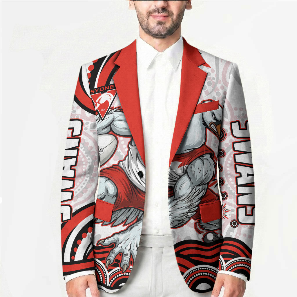 Personalized Sydney Swans Football Mascot Blazer Aboriginal Dot Art - Dreamtime Football Mascot