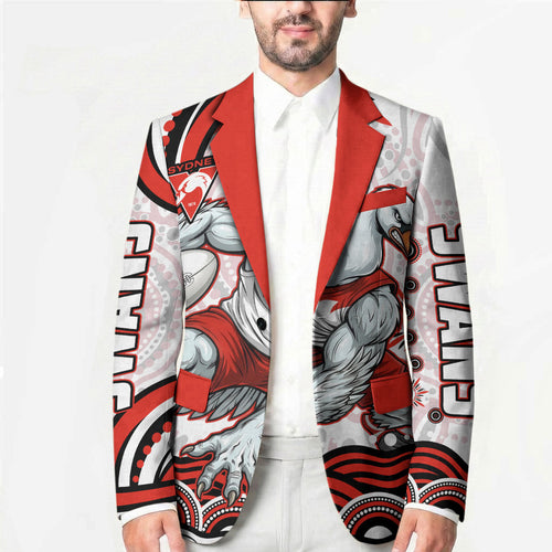 Personalized Sydney Swans Football Mascot Blazer Aboriginal Dot Art - Dreamtime Football Mascot