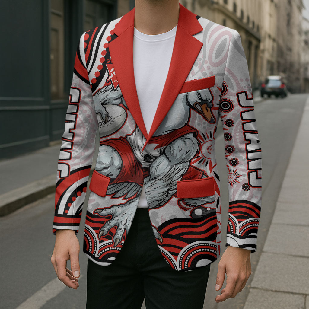 Personalized Sydney Swans Football Mascot Blazer Aboriginal Dot Art - Dreamtime Football Mascot