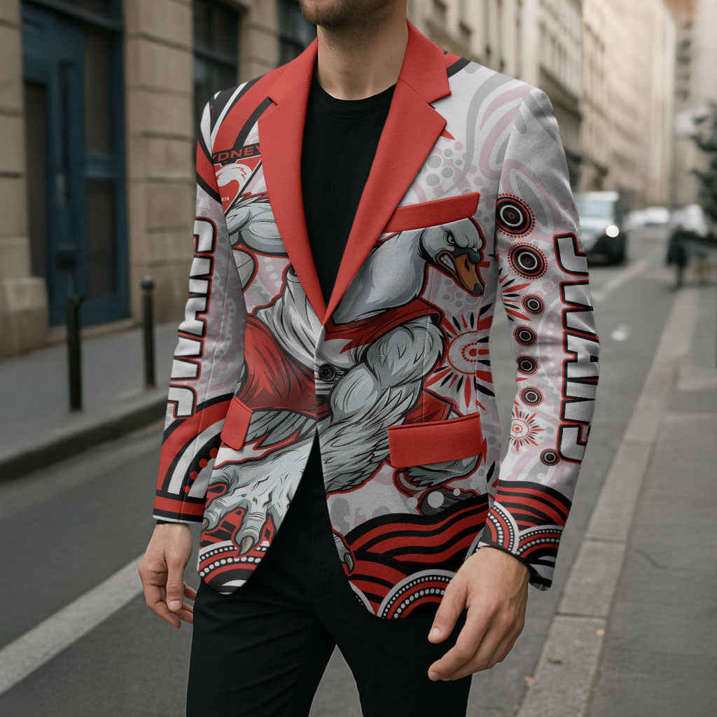 Personalized Sydney Swans Football Mascot Blazer Aboriginal Dot Art - Dreamtime Football Mascot