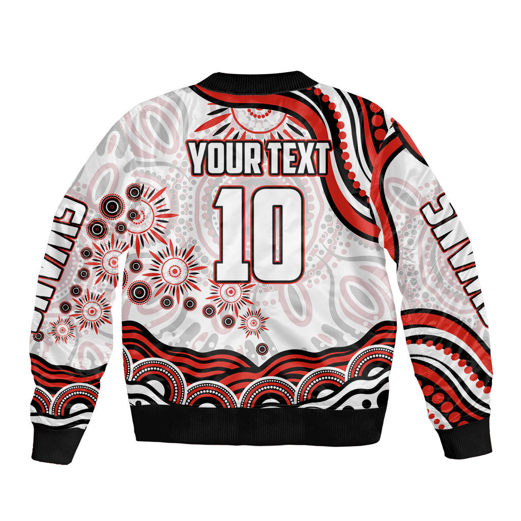 Personalized Sydney Swans Football Mascot Bomber Jacket Aboriginal Dot Art - Dreamtime Football Mascot