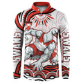 Personalized Sydney Swans Football Mascot Button Sweatshirt Aboriginal Dot Art - Dreamtime Football Mascot