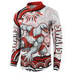 Personalized Sydney Swans Football Mascot Button Sweatshirt Aboriginal Dot Art - Dreamtime Football Mascot