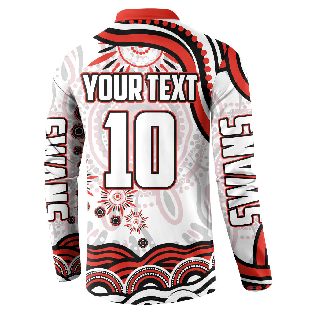 Personalized Sydney Swans Football Mascot Button Sweatshirt Aboriginal Dot Art - Dreamtime Football Mascot
