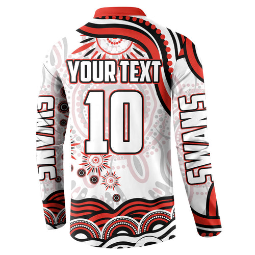 Personalized Sydney Swans Football Mascot Button Sweatshirt Aboriginal Dot Art - Dreamtime Football Mascot