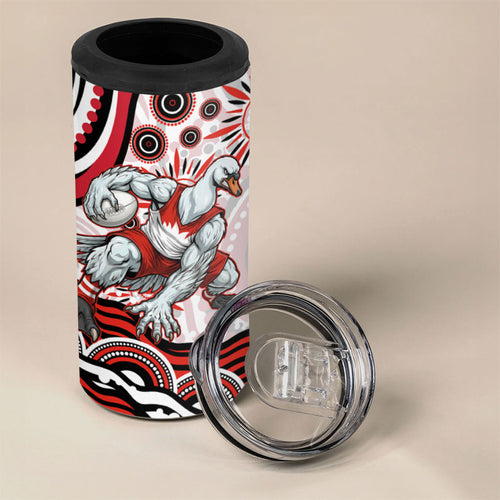 Personalized Sydney Swans Football Mascot 4 in 1 Can Cooler Tumbler Aboriginal Dot Art - Dreamtime Football Mascot