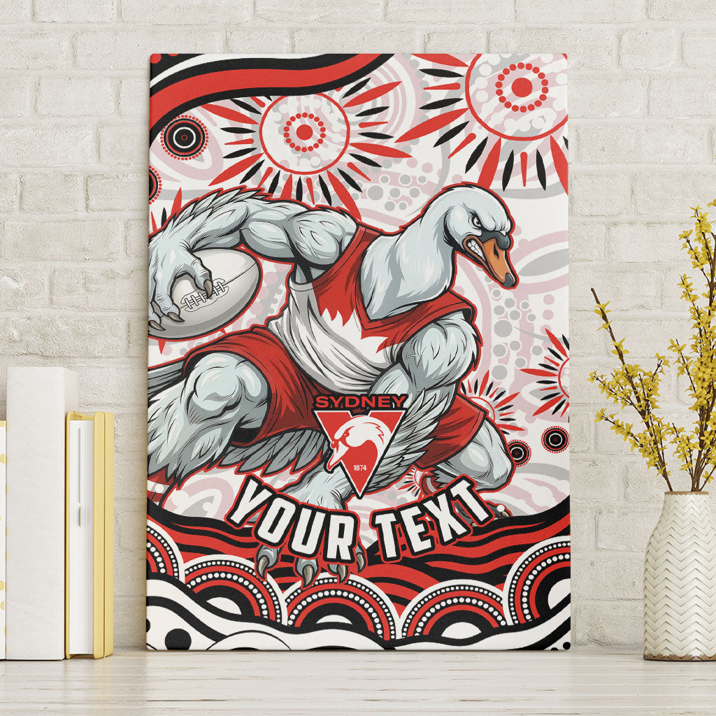Personalized Sydney Swans Football Mascot Canvas Wall Art Aboriginal Dot Art - Dreamtime Football Mascot