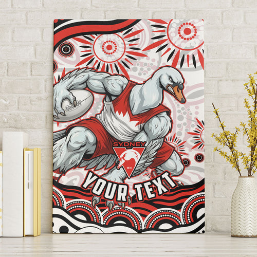 Personalized Sydney Swans Football Mascot Canvas Wall Art Aboriginal Dot Art - Dreamtime Football Mascot