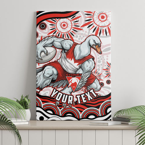 Personalized Sydney Swans Football Mascot Canvas Wall Art Aboriginal Dot Art - Dreamtime Football Mascot