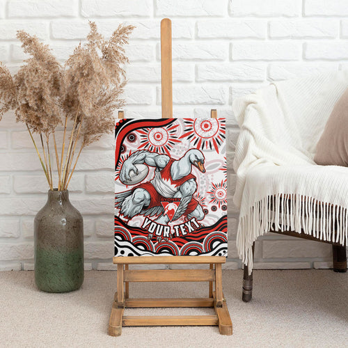 Personalized Sydney Swans Football Mascot Canvas Wall Art Aboriginal Dot Art - Dreamtime Football Mascot
