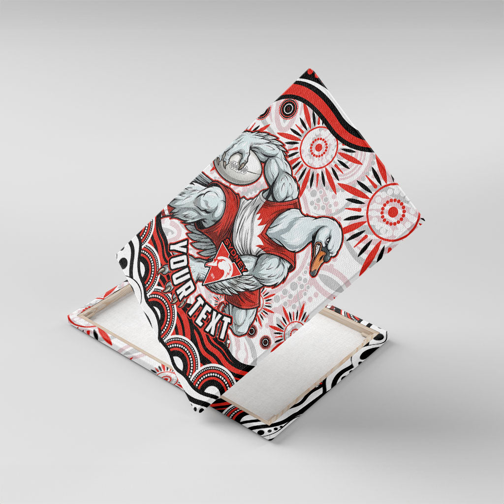 Personalized Sydney Swans Football Mascot Canvas Wall Art Aboriginal Dot Art - Dreamtime Football Mascot