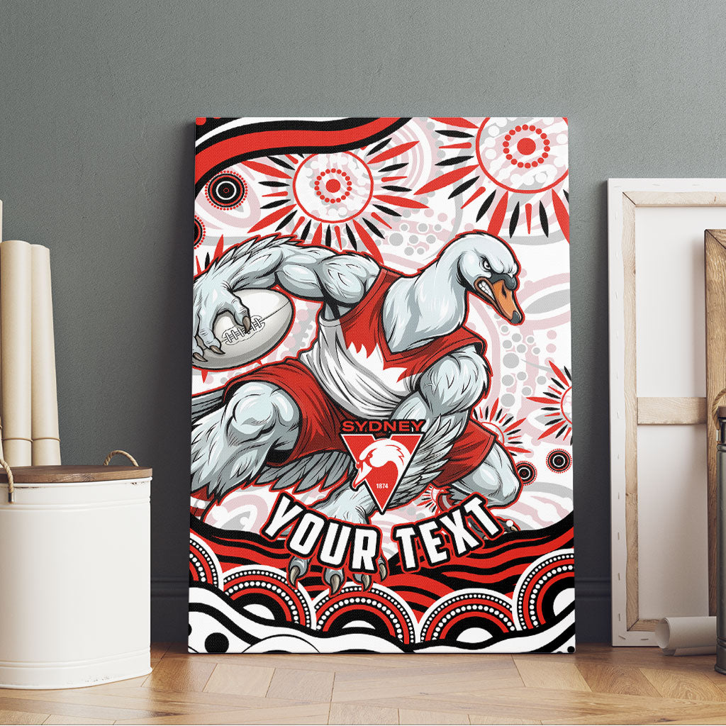 Personalized Sydney Swans Football Mascot Canvas Wall Art Aboriginal Dot Art - Dreamtime Football Mascot