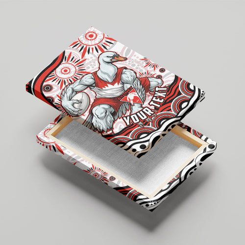 Personalized Sydney Swans Football Mascot Canvas Wall Art Aboriginal Dot Art - Dreamtime Football Mascot
