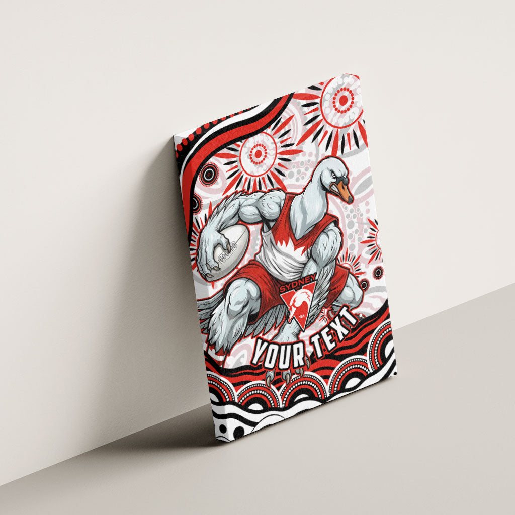 Personalized Sydney Swans Football Mascot Canvas Wall Art Aboriginal Dot Art - Dreamtime Football Mascot