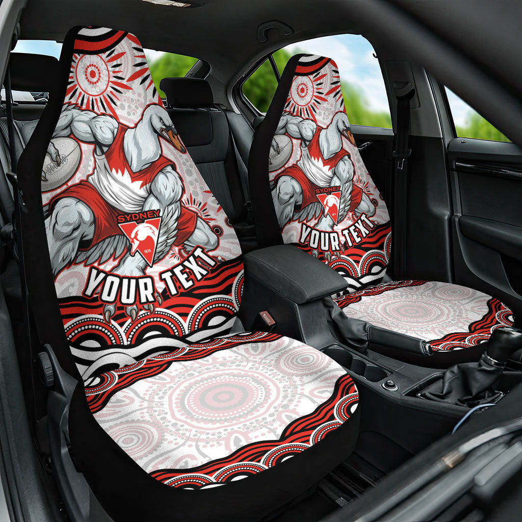 Personalized Sydney Swans Football Mascot Car Seat Cover Aboriginal Dot Art - Dreamtime Football Mascot