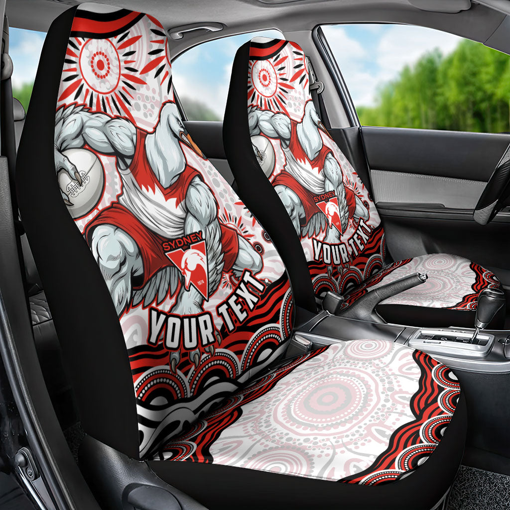Personalized Sydney Swans Football Mascot Car Seat Cover Aboriginal Dot Art - Dreamtime Football Mascot