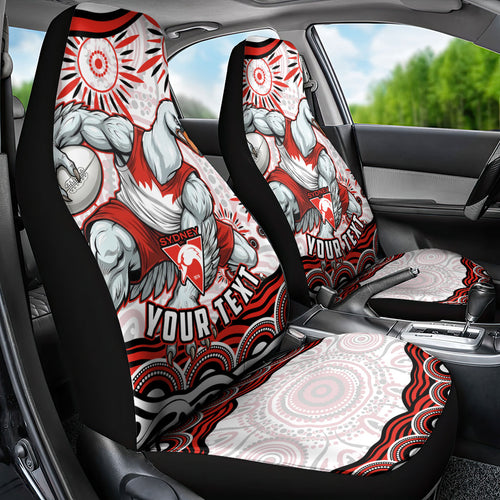 Personalized Sydney Swans Football Mascot Car Seat Cover Aboriginal Dot Art - Dreamtime Football Mascot