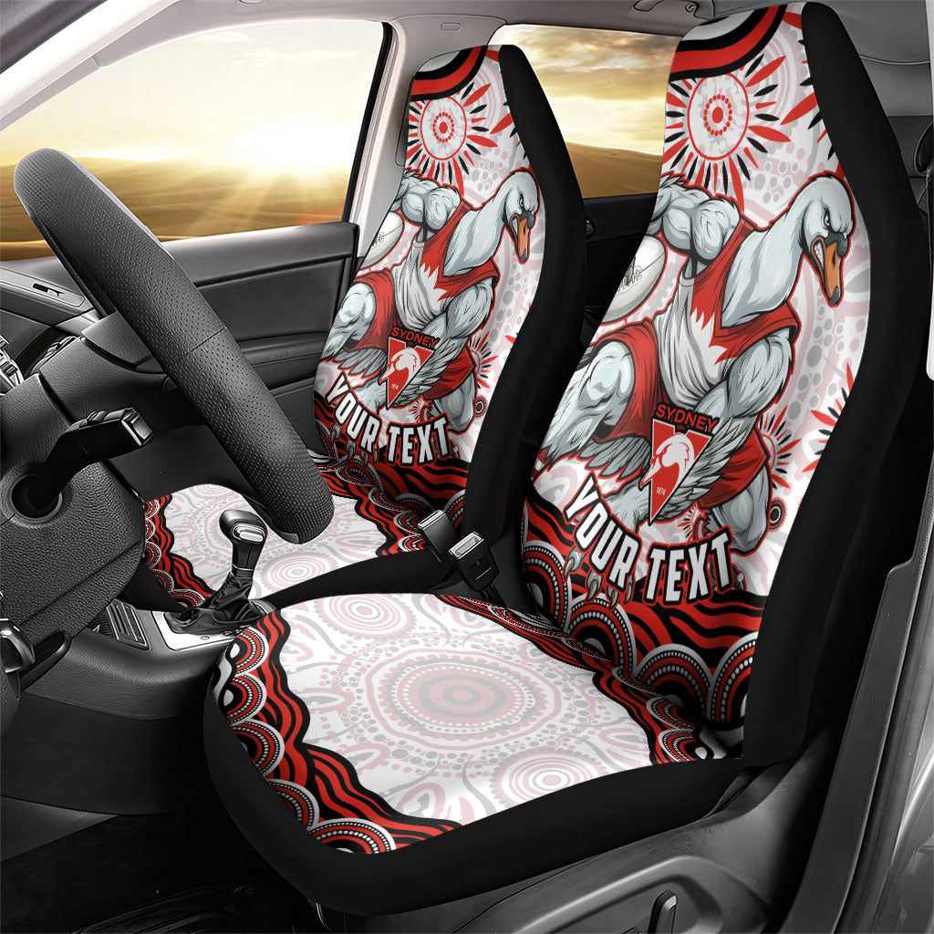 Personalized Sydney Swans Football Mascot Car Seat Cover Aboriginal Dot Art - Dreamtime Football Mascot