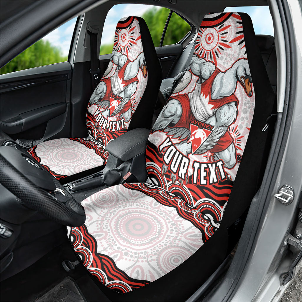 Personalized Sydney Swans Football Mascot Car Seat Cover Aboriginal Dot Art - Dreamtime Football Mascot