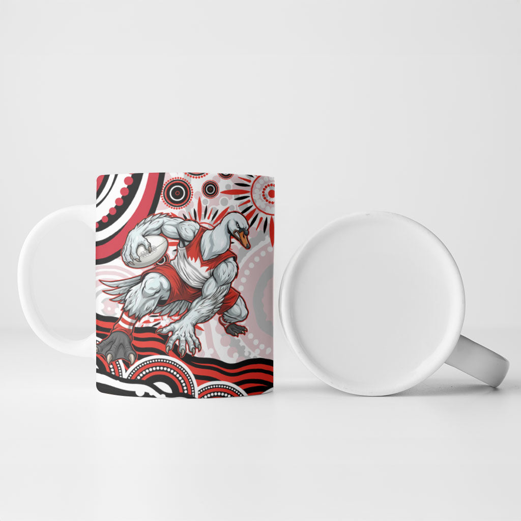 Personalized Sydney Swans Football Mascot Ceramic Mug Aboriginal Dot Art - Dreamtime Football Mascot
