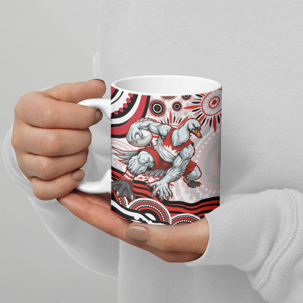 Personalized Sydney Swans Football Mascot Ceramic Mug Aboriginal Dot Art - Dreamtime Football Mascot
