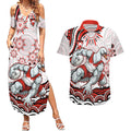 Personalized Sydney Swans Football Mascot Couples Matching Summer Maxi Dress and Hawaiian Shirt Aboriginal Dot Art - Dreamtime Football Mascot