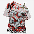 Personalized Sydney Swans Football Mascot Cross Shoulder Shirt Aboriginal Dot Art - Dreamtime Football Mascot