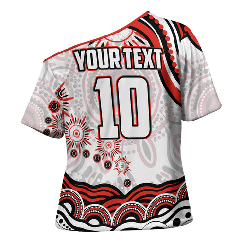 Personalized Sydney Swans Football Mascot Cross Shoulder Shirt Aboriginal Dot Art - Dreamtime Football Mascot