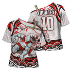Personalized Sydney Swans Football Mascot Cross Shoulder Shirt Aboriginal Dot Art - Dreamtime Football Mascot