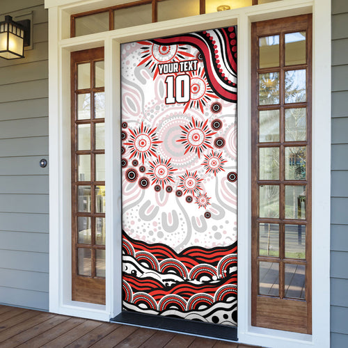 Personalized Sydney Swans Football Mascot Door Cover Aboriginal Dot Art - Dreamtime Football Mascot