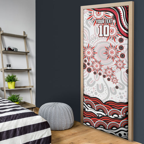 Personalized Sydney Swans Football Mascot Door Cover Aboriginal Dot Art - Dreamtime Football Mascot