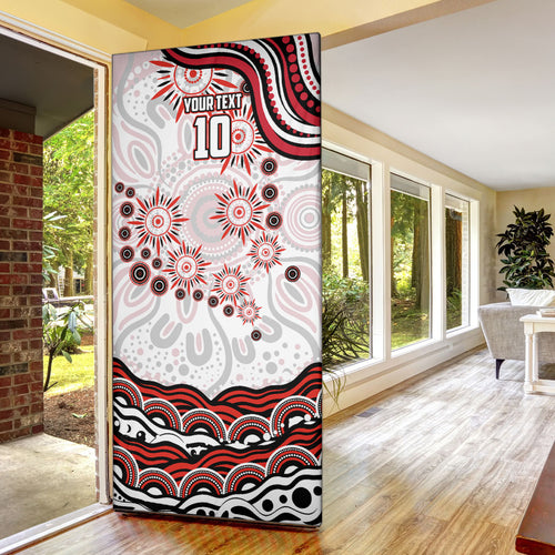 Personalized Sydney Swans Football Mascot Door Cover Aboriginal Dot Art - Dreamtime Football Mascot
