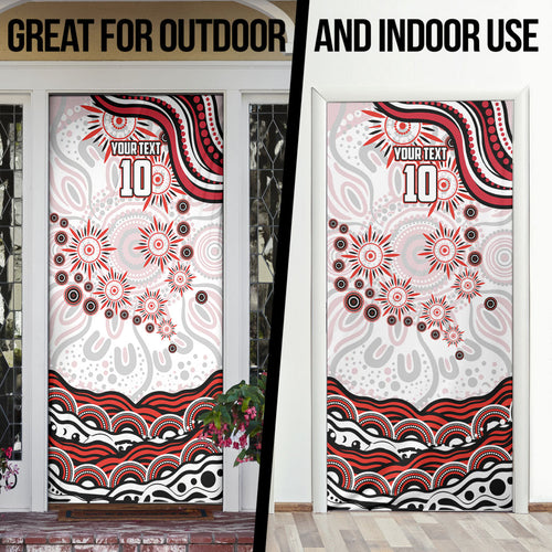 Personalized Sydney Swans Football Mascot Door Cover Aboriginal Dot Art - Dreamtime Football Mascot