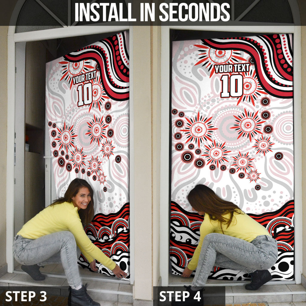 Personalized Sydney Swans Football Mascot Door Cover Aboriginal Dot Art - Dreamtime Football Mascot