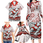 Personalized Sydney Swans Football Mascot Family Matching Long Sleeve Bodycon Dress and Hawaiian Shirt Aboriginal Dot Art - Dreamtime Football Mascot