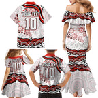 Personalized Sydney Swans Football Mascot Family Matching Mermaid Dress and Hawaiian Shirt Aboriginal Dot Art - Dreamtime Football Mascot