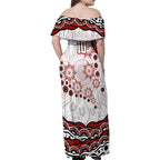 Personalized Sydney Swans Football Mascot Family Matching Off Shoulder Maxi Dress and Hawaiian Shirt Aboriginal Dot Art - Dreamtime Football Mascot