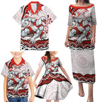 Personalized Sydney Swans Football Mascot Family Matching Puletasi and Hawaiian Shirt Aboriginal Dot Art - Dreamtime Football Mascot