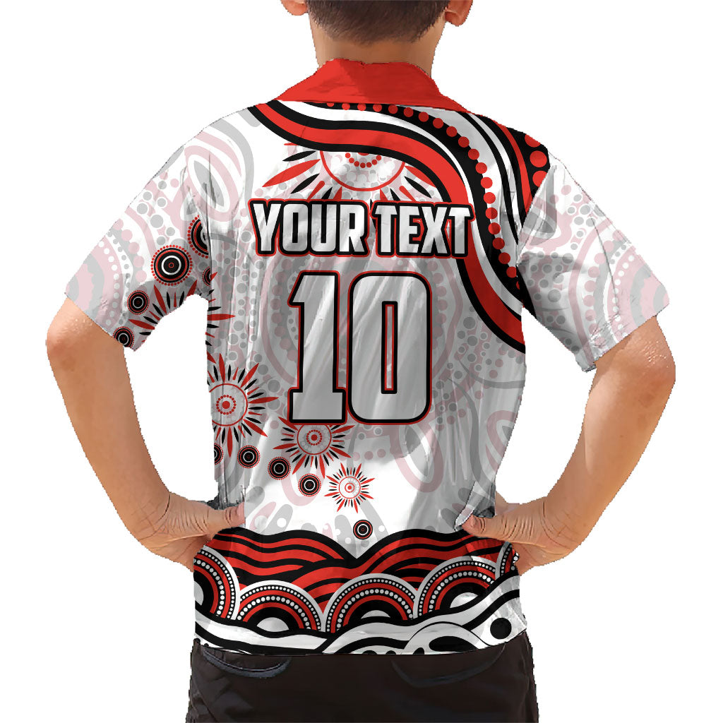Personalized Sydney Swans Football Mascot Family Matching Puletasi and Hawaiian Shirt Aboriginal Dot Art - Dreamtime Football Mascot