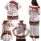 Personalized Sydney Swans Football Mascot Family Matching Puletasi and Hawaiian Shirt Aboriginal Dot Art - Dreamtime Football Mascot