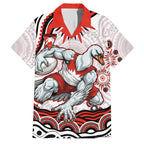Personalized Sydney Swans Football Mascot Family Matching Puletasi and Hawaiian Shirt Aboriginal Dot Art - Dreamtime Football Mascot