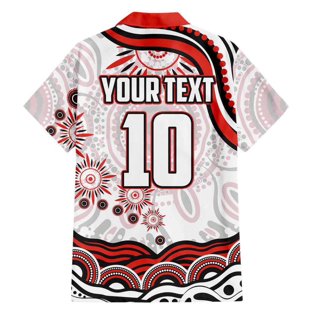 Personalized Sydney Swans Football Mascot Family Matching Puletasi and Hawaiian Shirt Aboriginal Dot Art - Dreamtime Football Mascot