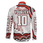 Personalized Sydney Swans Football Mascot Family Matching Puletasi and Hawaiian Shirt Aboriginal Dot Art - Dreamtime Football Mascot