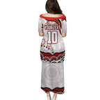 Personalized Sydney Swans Football Mascot Family Matching Puletasi and Hawaiian Shirt Aboriginal Dot Art - Dreamtime Football Mascot