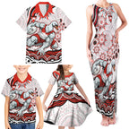 Personalized Sydney Swans Football Mascot Family Matching Tank Maxi Dress and Hawaiian Shirt Aboriginal Dot Art - Dreamtime Football Mascot