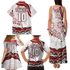 Personalized Sydney Swans Football Mascot Family Matching Tank Maxi Dress and Hawaiian Shirt Aboriginal Dot Art - Dreamtime Football Mascot