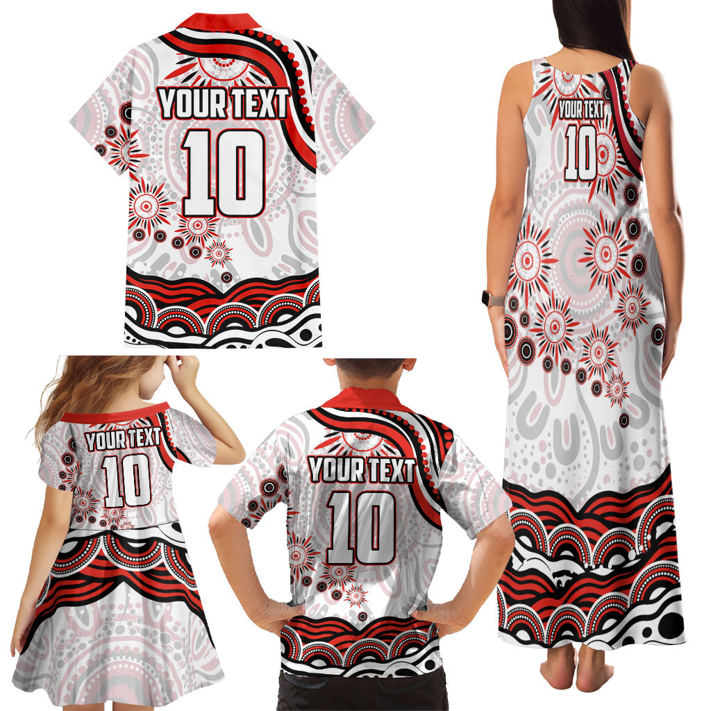 Personalized Sydney Swans Football Mascot Family Matching Tank Maxi Dress and Hawaiian Shirt Aboriginal Dot Art - Dreamtime Football Mascot